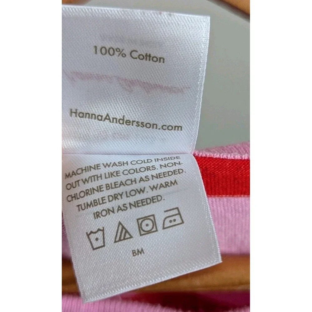Hanna Andersson Girls 4 Striped Twirl Power Dress Red Pink 100% Cotton Knit
